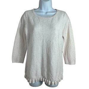 Talbots Pullover Sweater Speckled Sweater Sz Small Pastels 3/4 Sleeve New